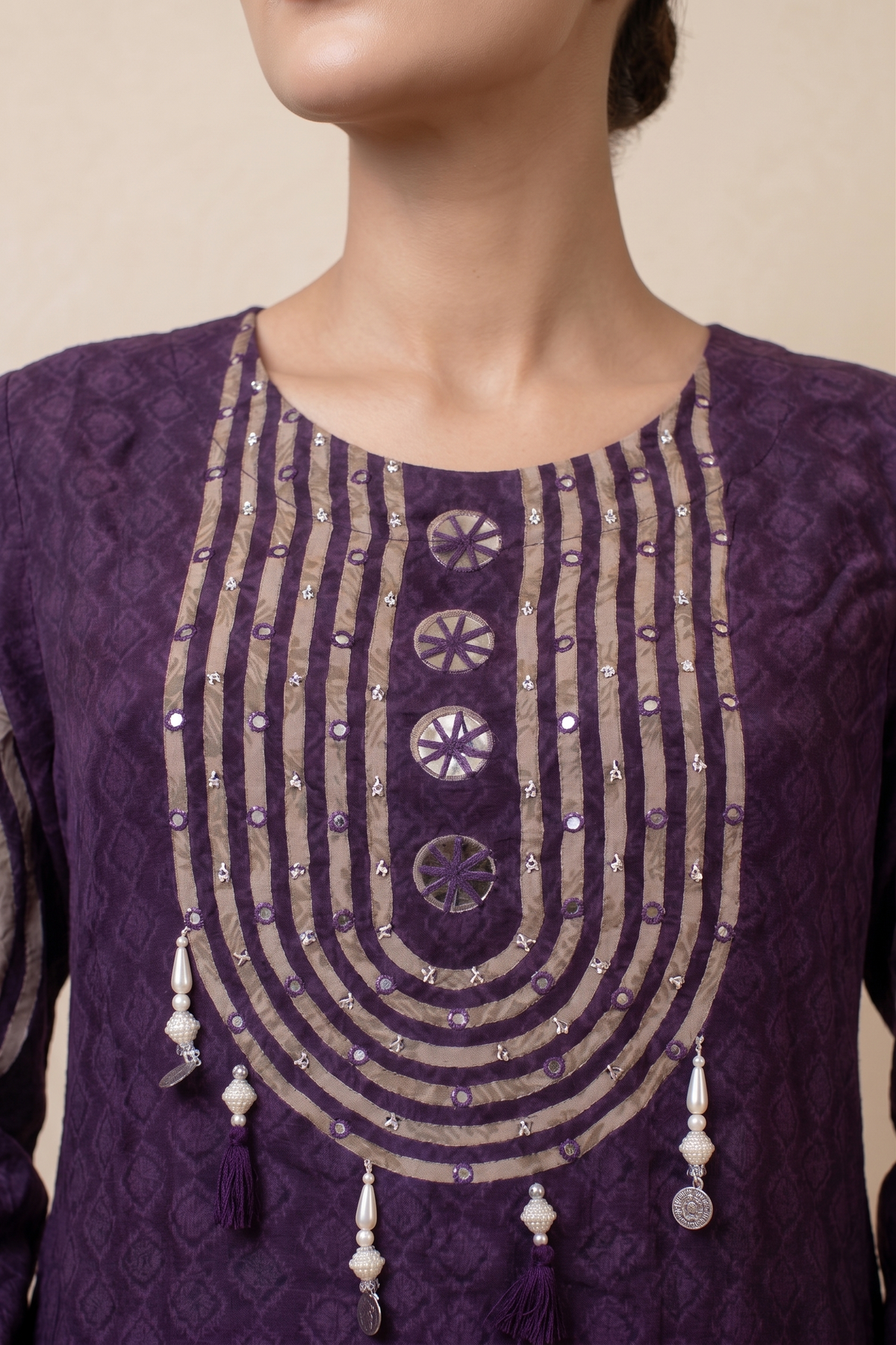Crepe Modal Silk Purple Straight Salwar Suit