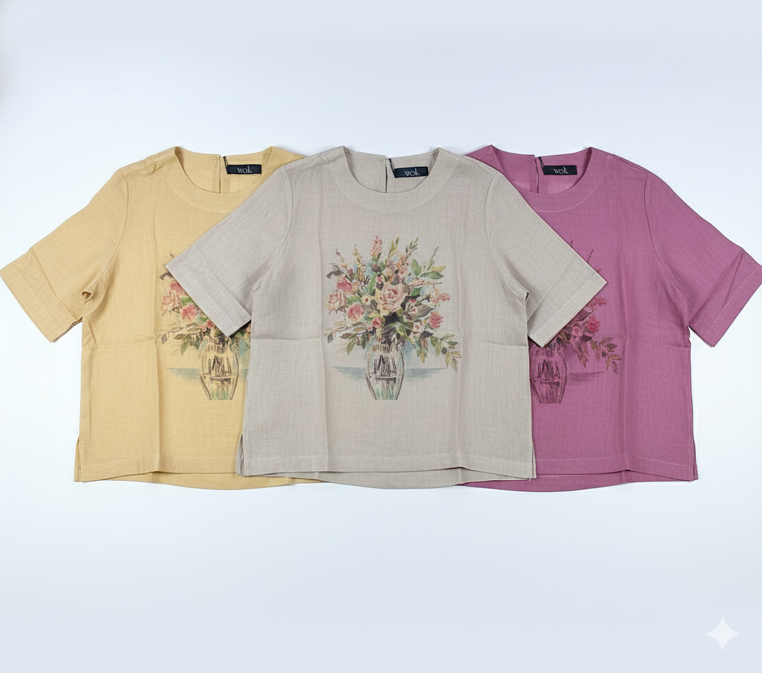 Floral Vase Linen Top