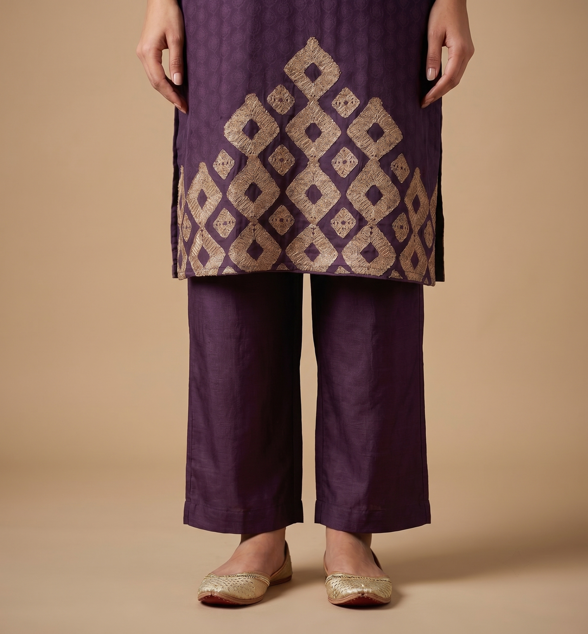Crepe Modal Silk Purple Straight Salwar Suit