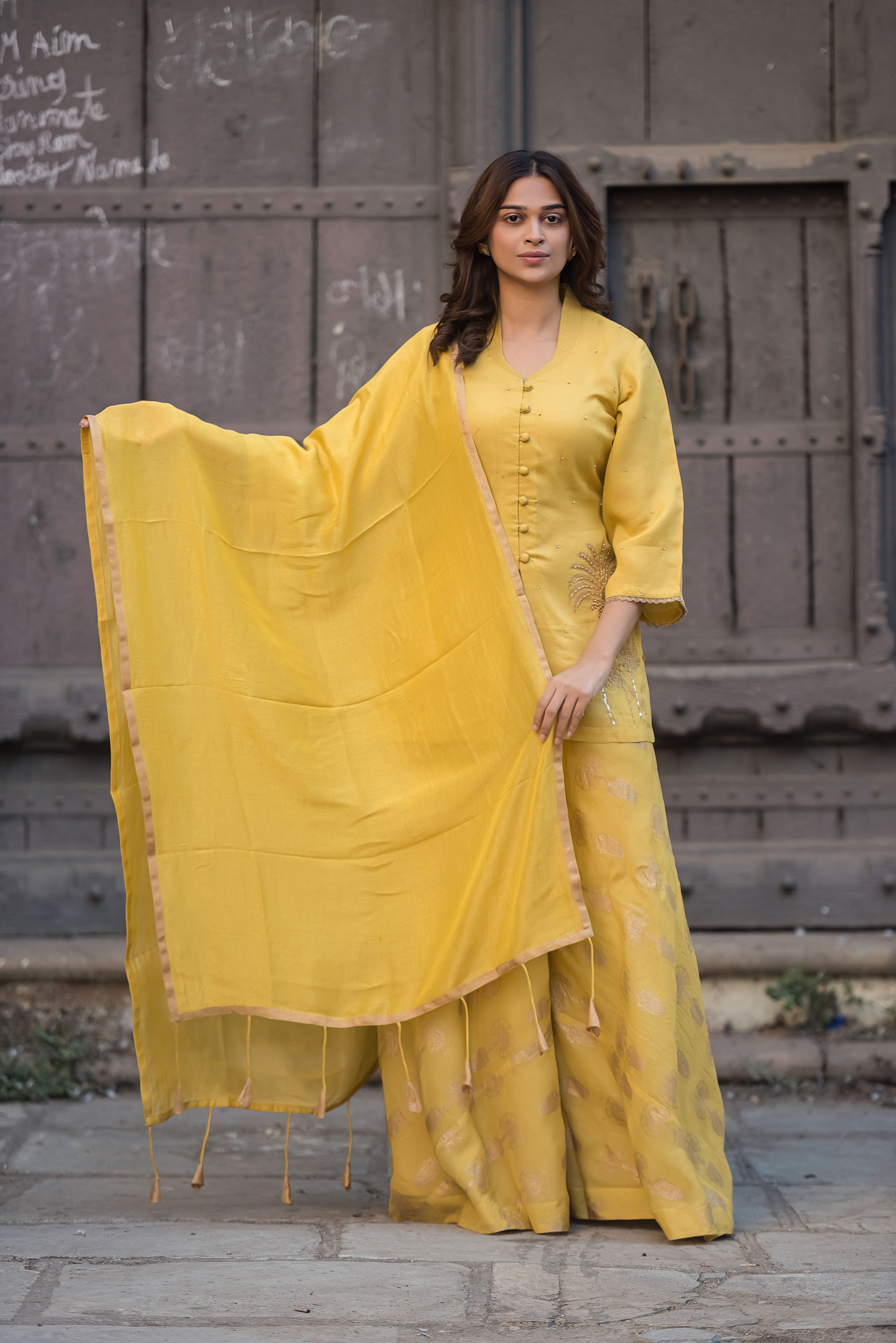 Mustered Straight Salwar Suit