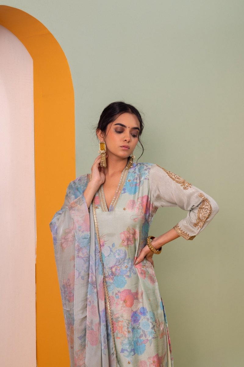 PAYAL Boutique Turquoise Kurta Suit Set with Stunning Print - Payal
