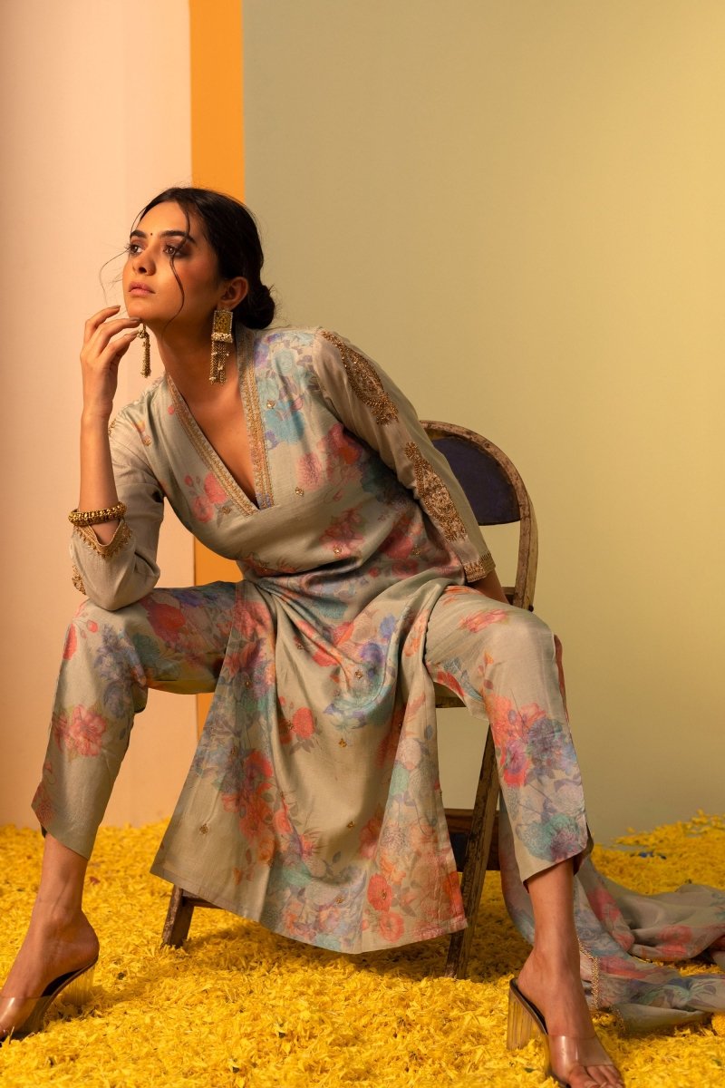 PAYAL Boutique Turquoise Kurta Suit Set with Stunning Print - Payal