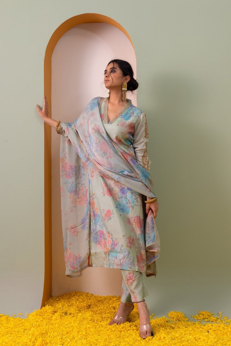 PAYAL Boutique Turquoise Kurta Suit Set with Stunning Print - Payal
