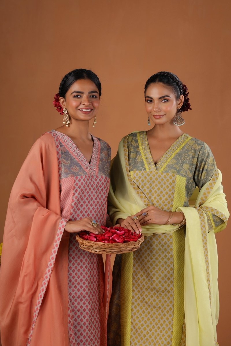 PAYAL Canary Yellow Kurta Suit Set with Hand Work Detailing - Payal