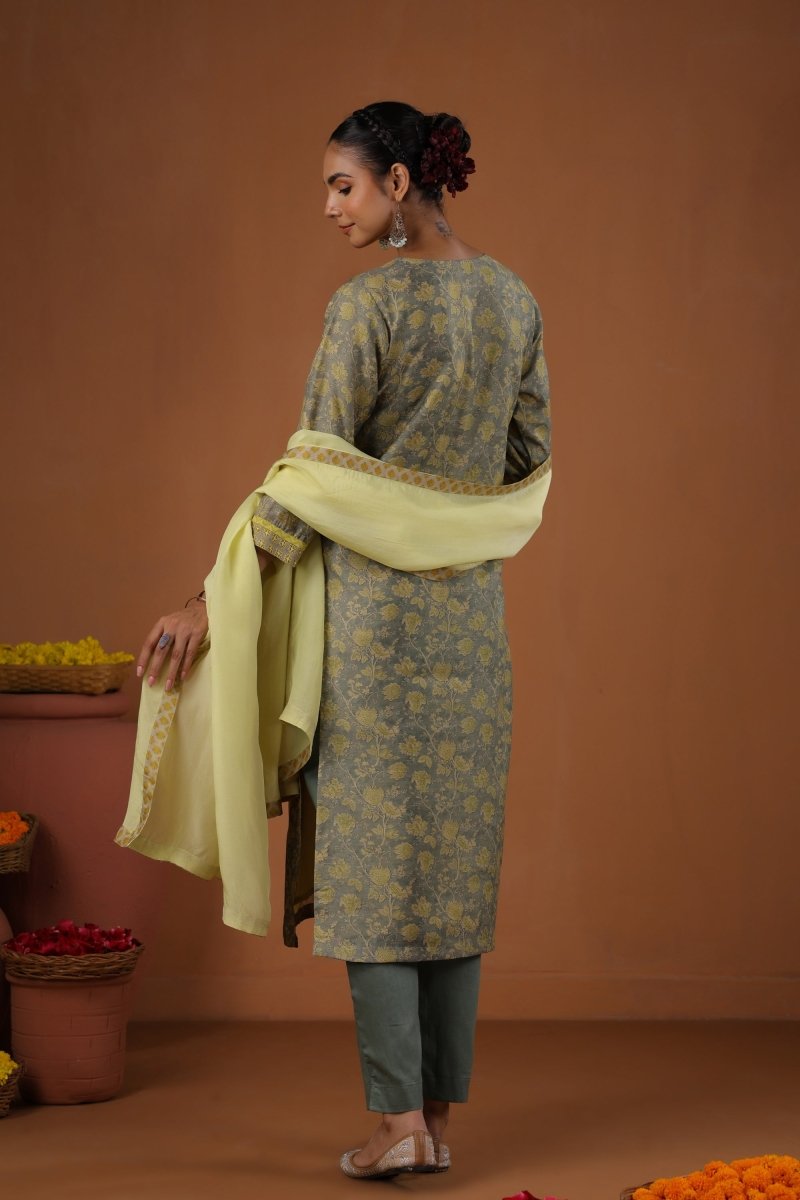 PAYAL Canary Yellow Kurta Suit Set with Hand Work Detailing - Payal