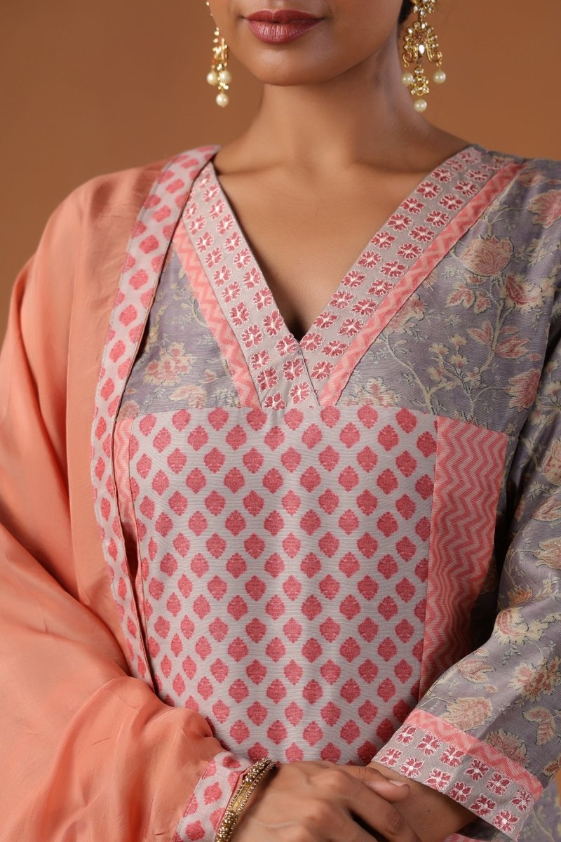 PAYAL Carnation Pink Kurta Suit Set with Festive Print Design - Payal