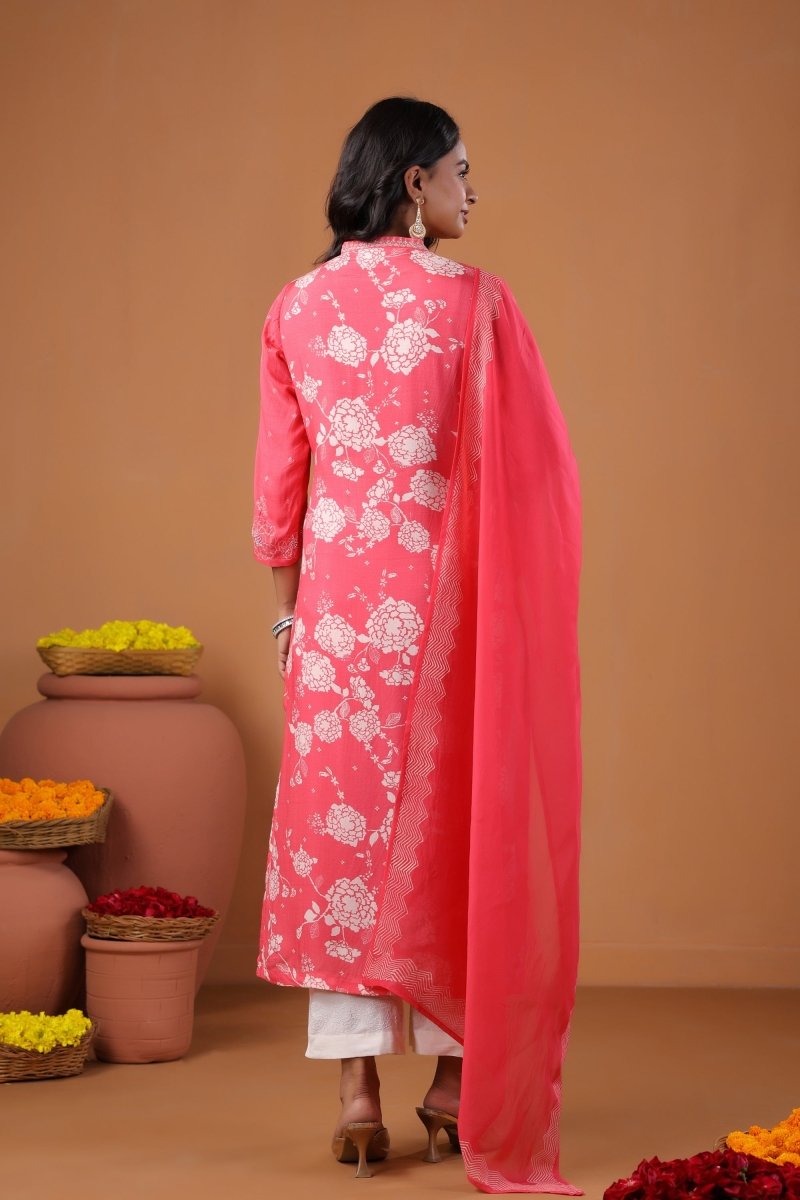PAYAL Cercie Pink Kurta Suit Set with Floral Print Design - Payal