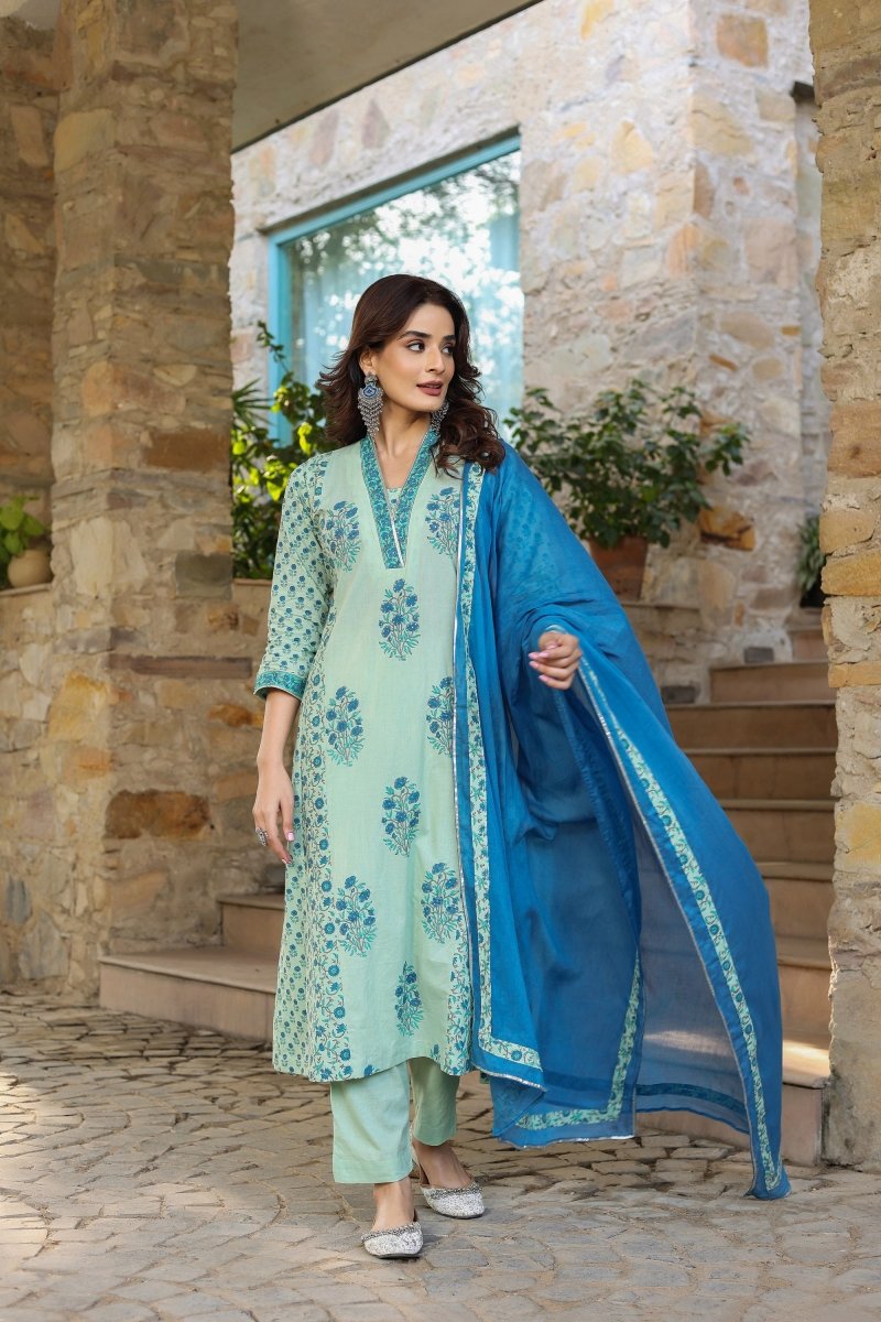 PAYAL Cotton Kurta Suit Set with Block Print Design - Payal