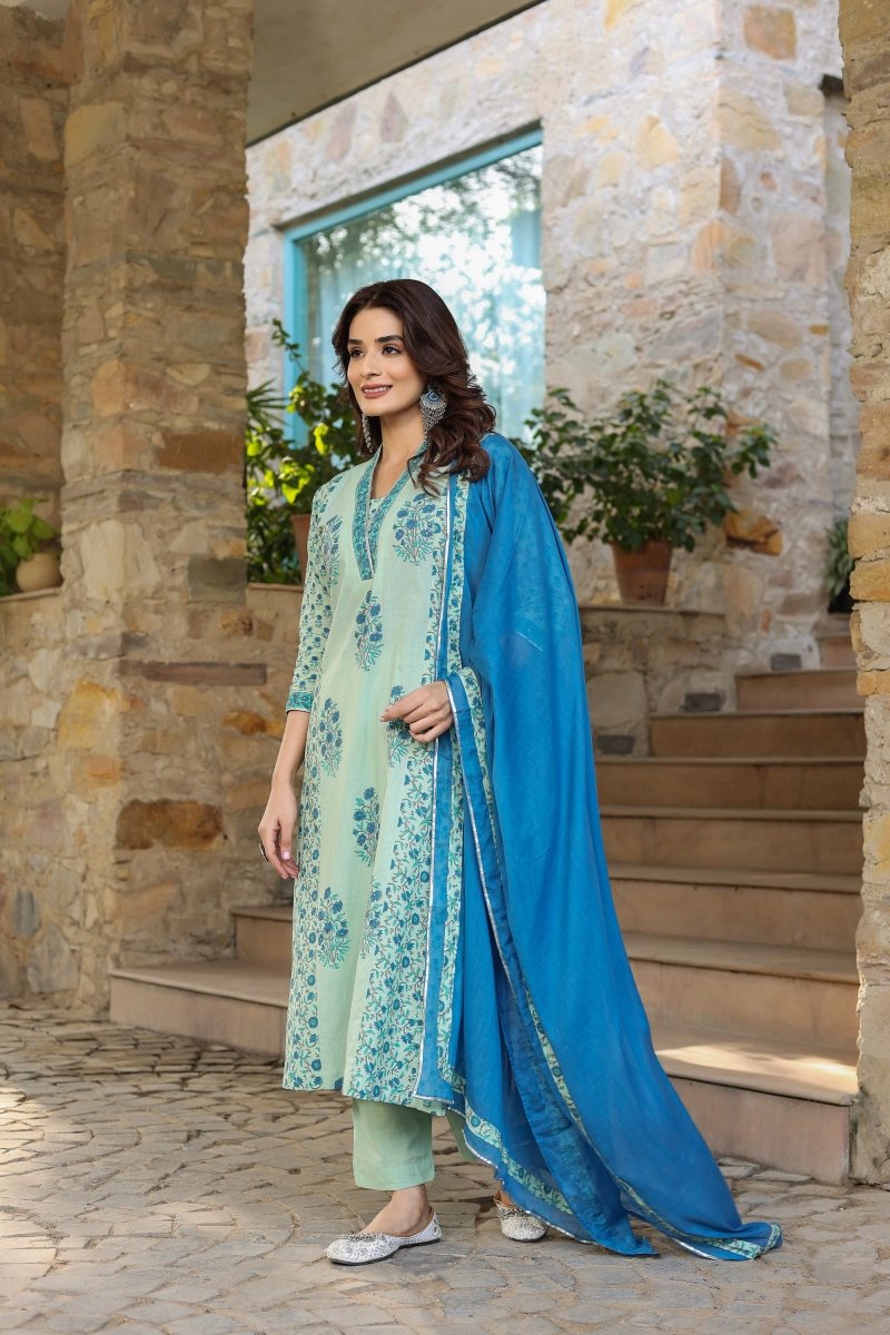PAYAL Cotton Kurta Suit Set with Block Print Design - Payal