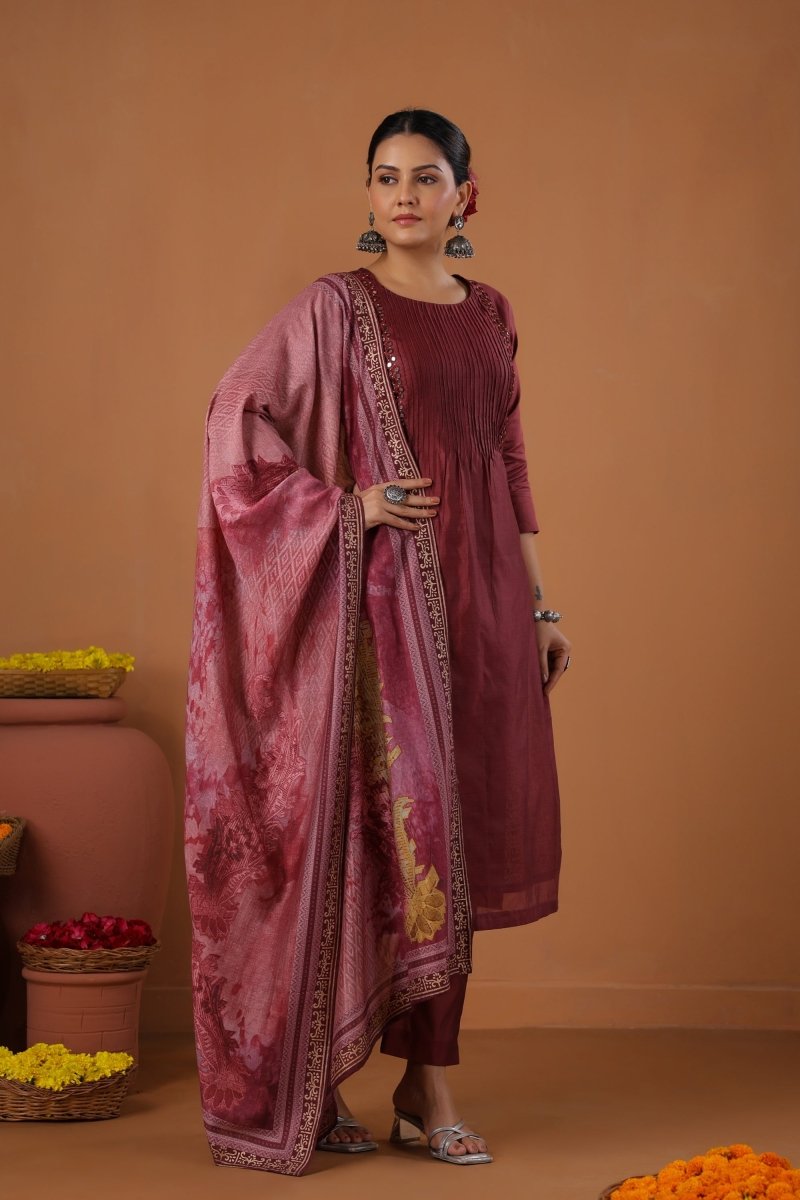 PAYAL Deep Maroon Kurta Suit Set for all Festivals - Payal