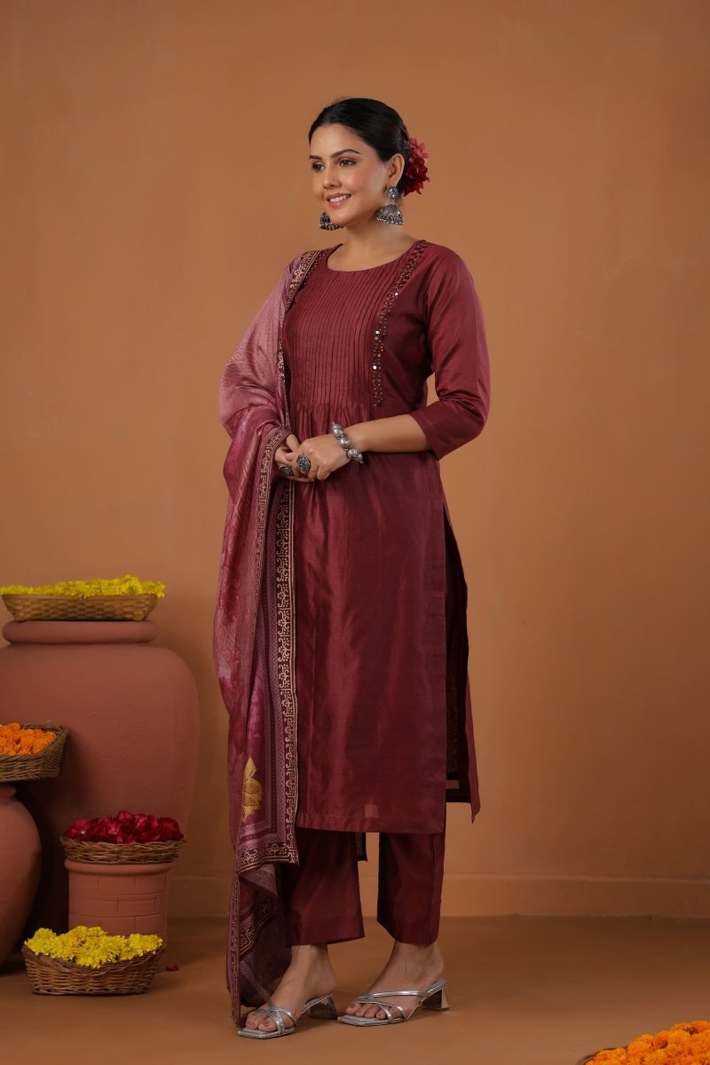 PAYAL Deep Maroon Kurta Suit Set for all Festivals - Payal