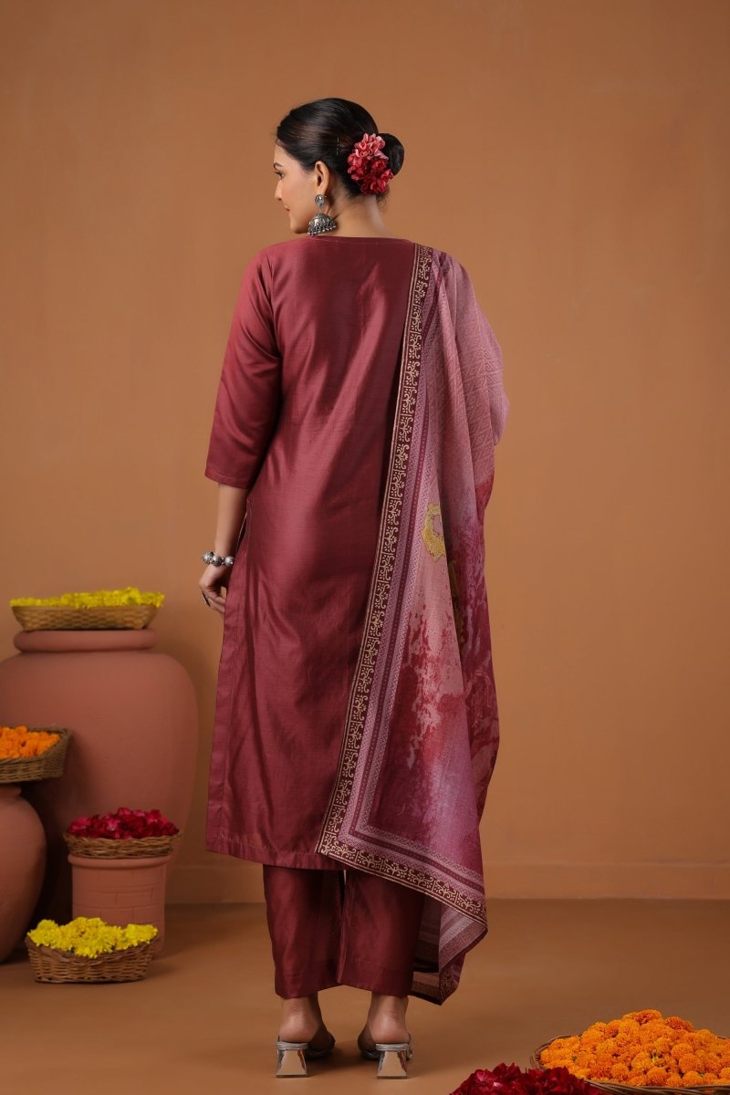 PAYAL Deep Maroon Kurta Suit Set for all Festivals - Payal