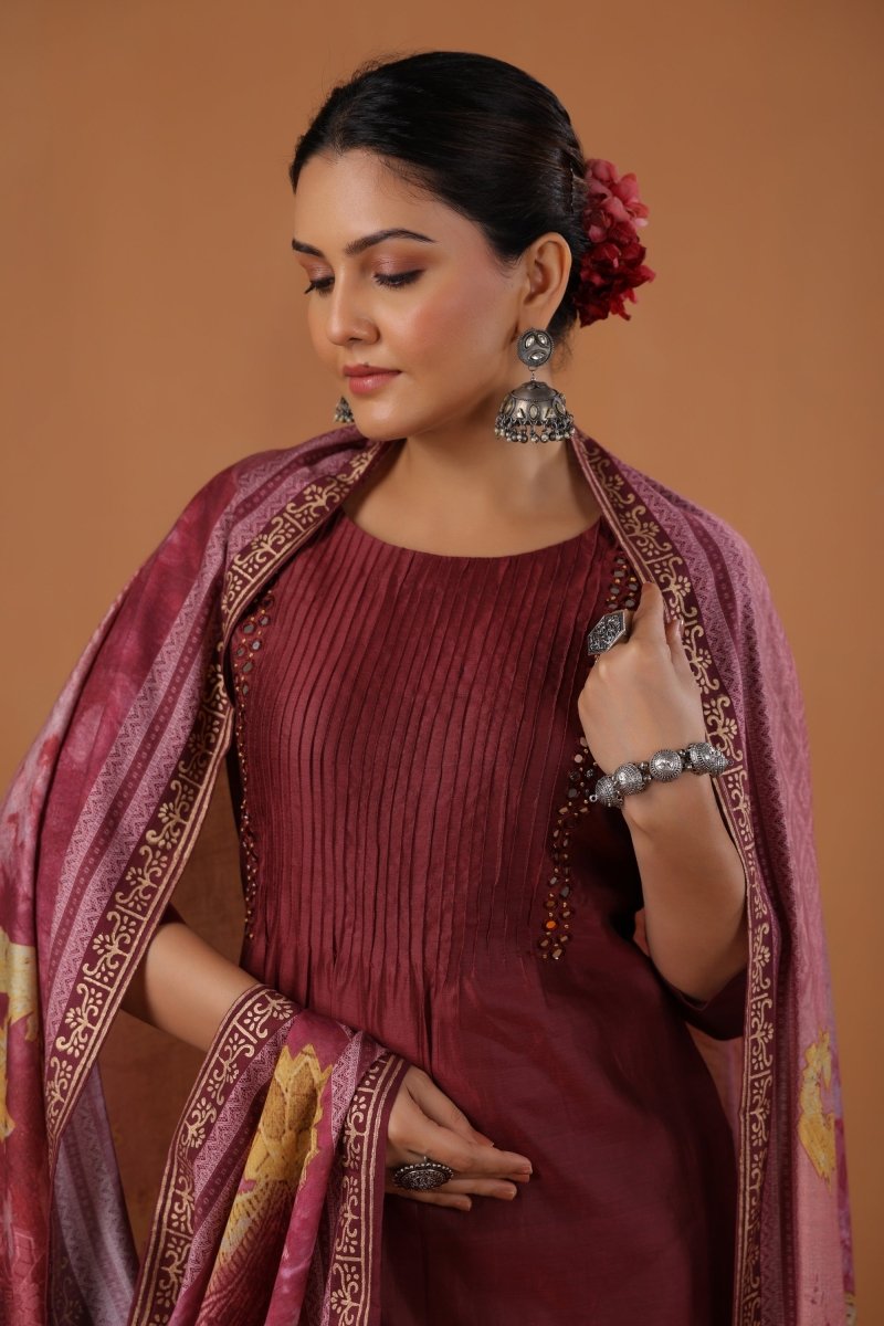 PAYAL Deep Maroon Kurta Suit Set for all Festivals - Payal