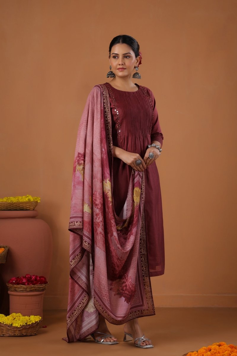 PAYAL Deep Maroon Kurta Suit Set for all Festivals - Payal