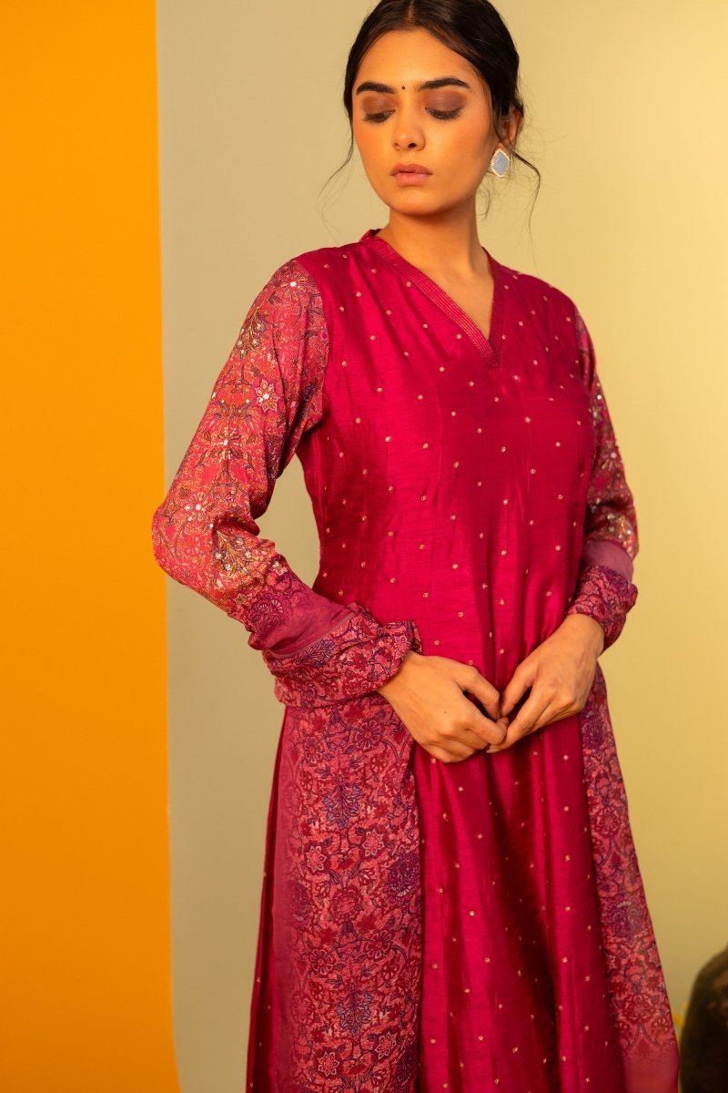 PAYAL Fadango Pink Kalidar Suit Set with Intricate Khat Embroidery - Payal