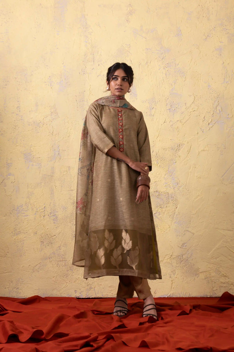 PAYAL Festive Kurta Suit Set with Gold Motif Detailing - Payal