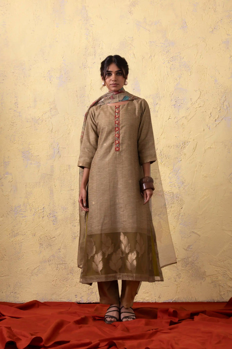 PAYAL Festive Kurta Suit Set with Gold Motif Detailing - Payal