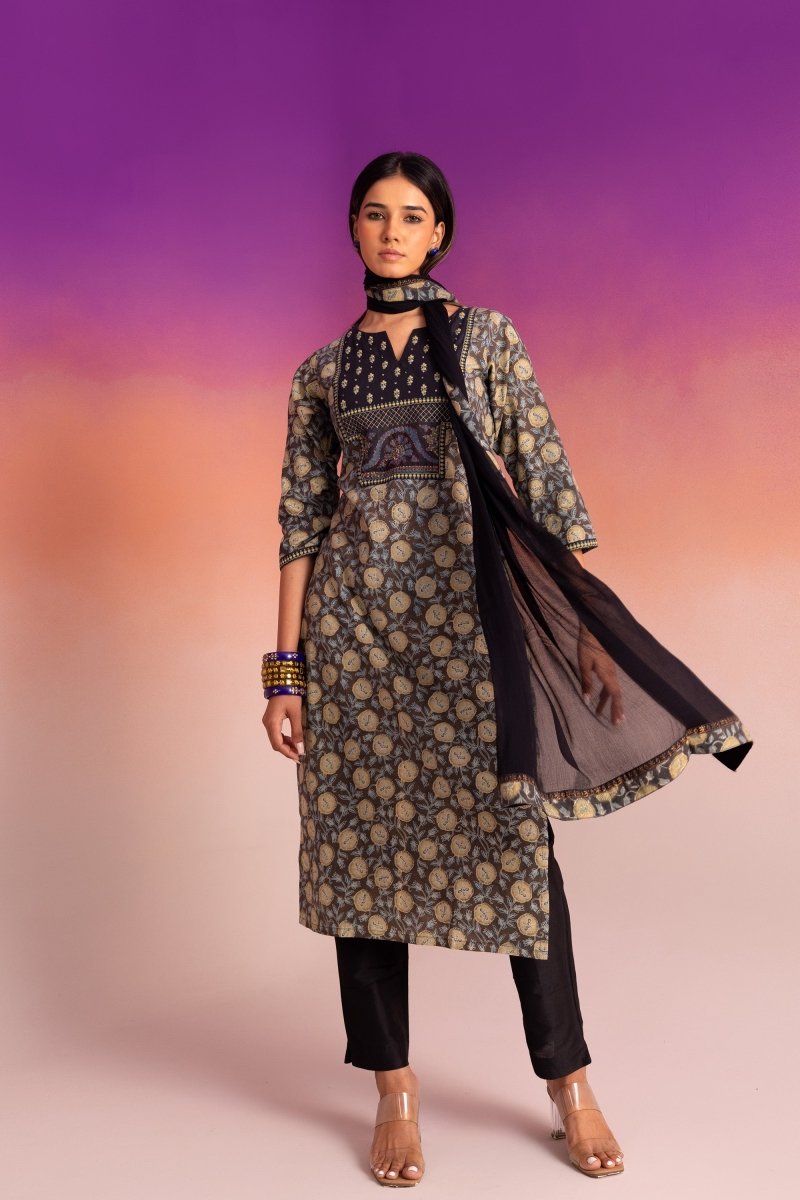 PAYAL Indigo Blue Casual Kurta Suit Set with amazing Print Design - Payal