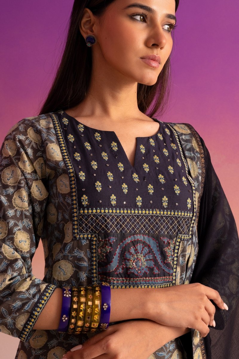 PAYAL Indigo Blue Casual Kurta Suit Set with amazing Print Design - Payal