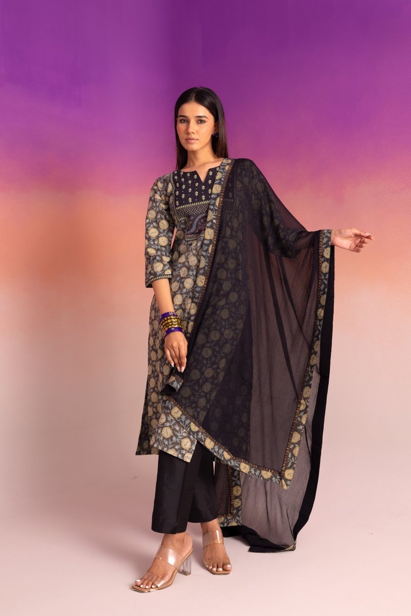 PAYAL Indigo Blue Casual Kurta Suit Set with amazing Print Design - Payal