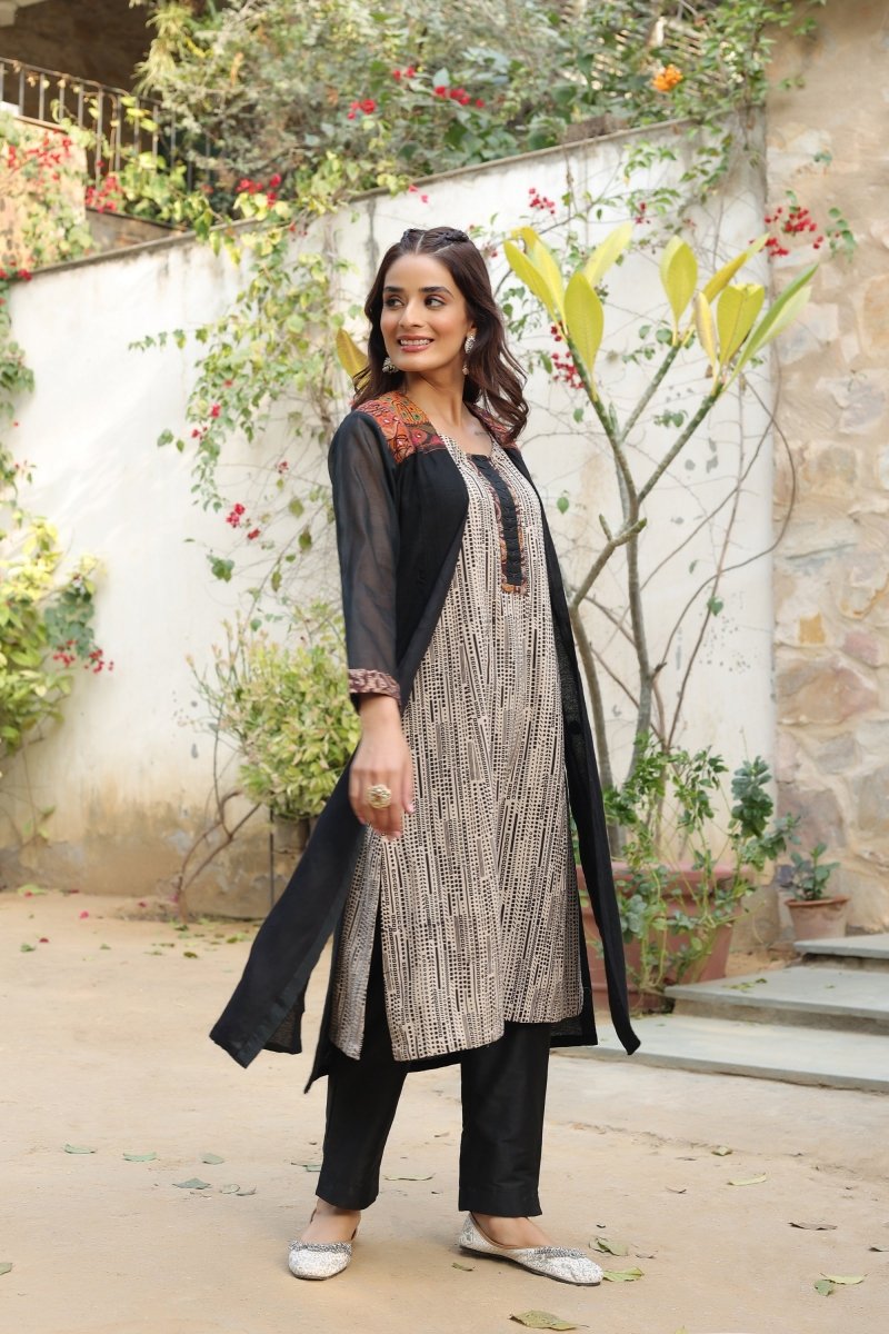 PAYAL Jacket Kurta Suit Set with Handwork Detailing - Payal
