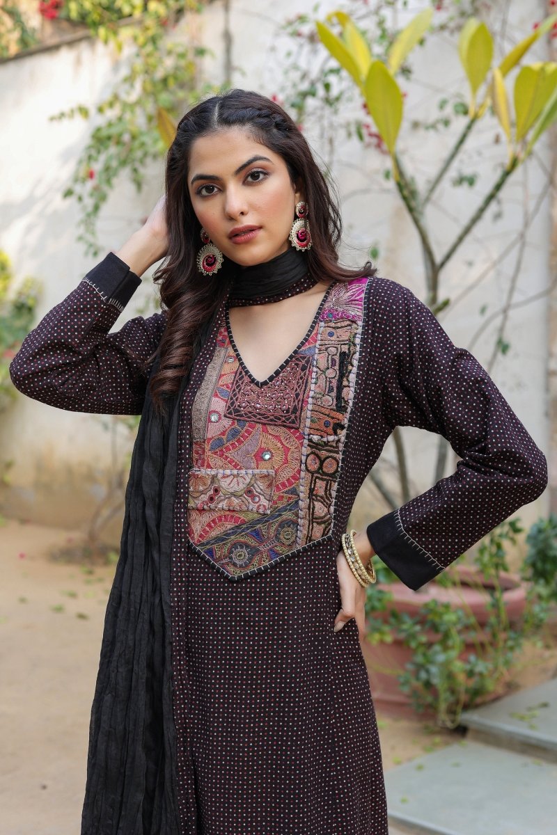 PAYAL Kalidar Suit Set with Patchwork Detailing - Payal