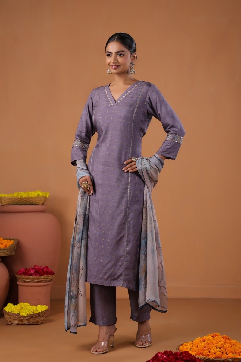 PAYAL Lilac Kurta Suit Set with Intricate Embroidery - Payal