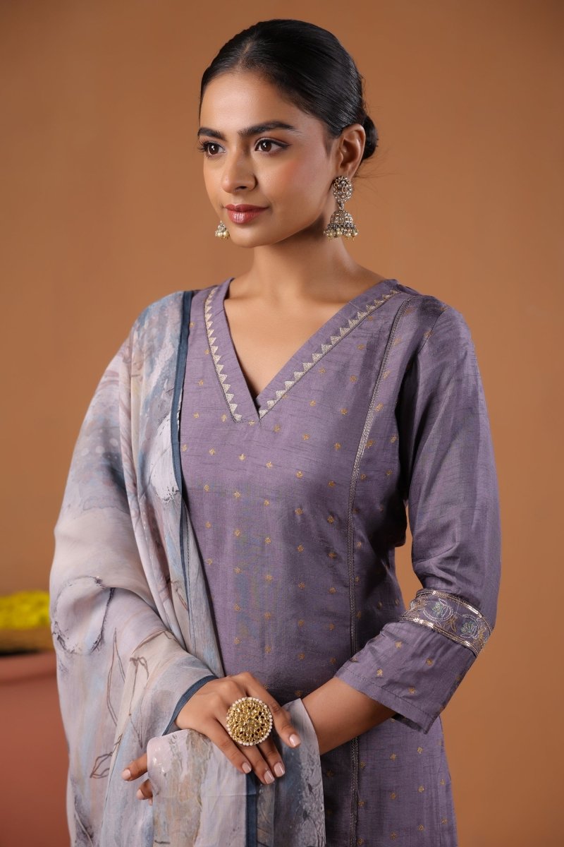 PAYAL Lilac Kurta Suit Set with Intricate Embroidery - Payal