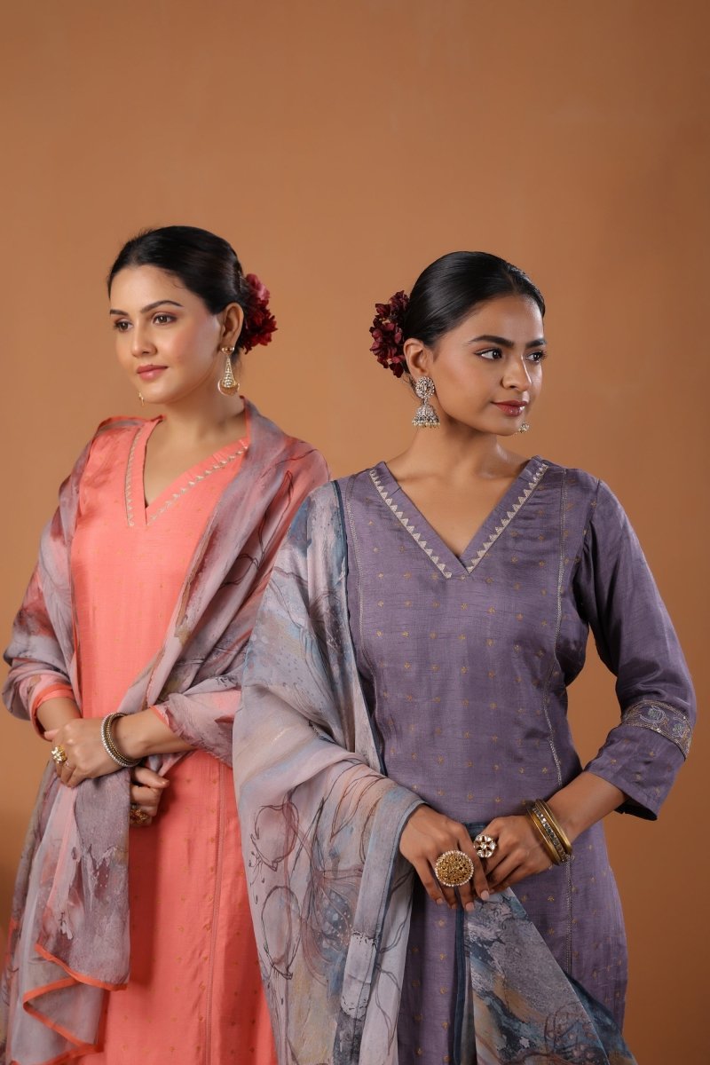 PAYAL Lilac Kurta Suit Set with Intricate Embroidery - Payal