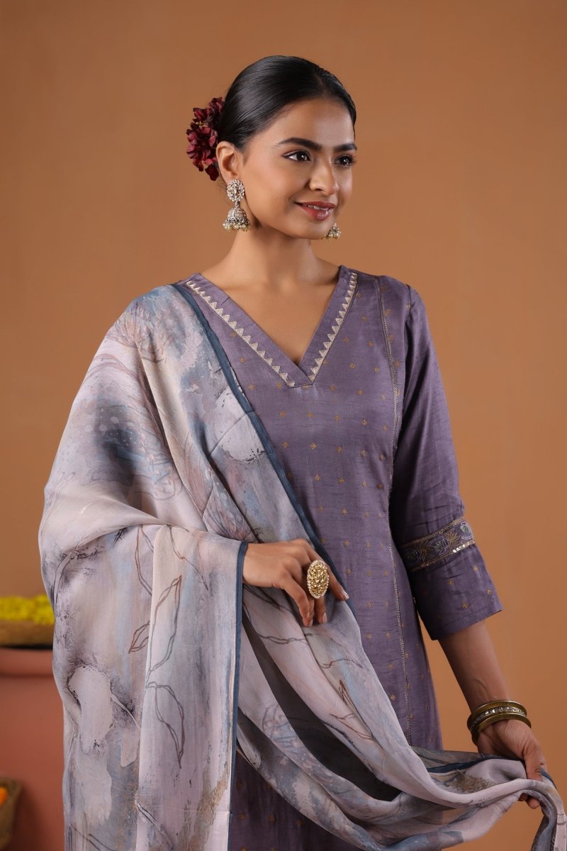 PAYAL Lilac Kurta Suit Set with Intricate Embroidery - Payal
