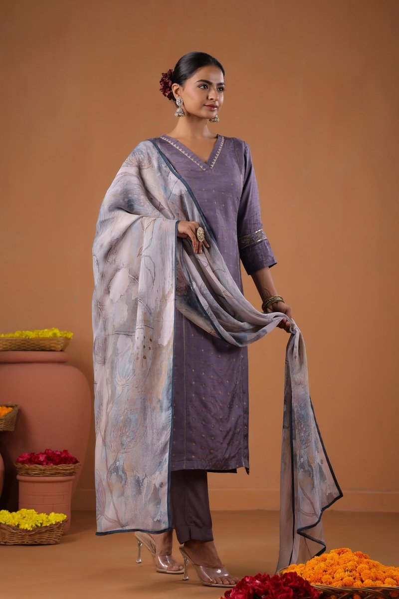 PAYAL Lilac Kurta Suit Set with Intricate Embroidery - Payal