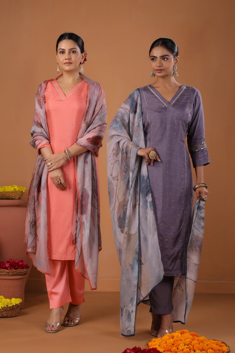 PAYAL Lilac Kurta Suit Set with Intricate Embroidery - Payal
