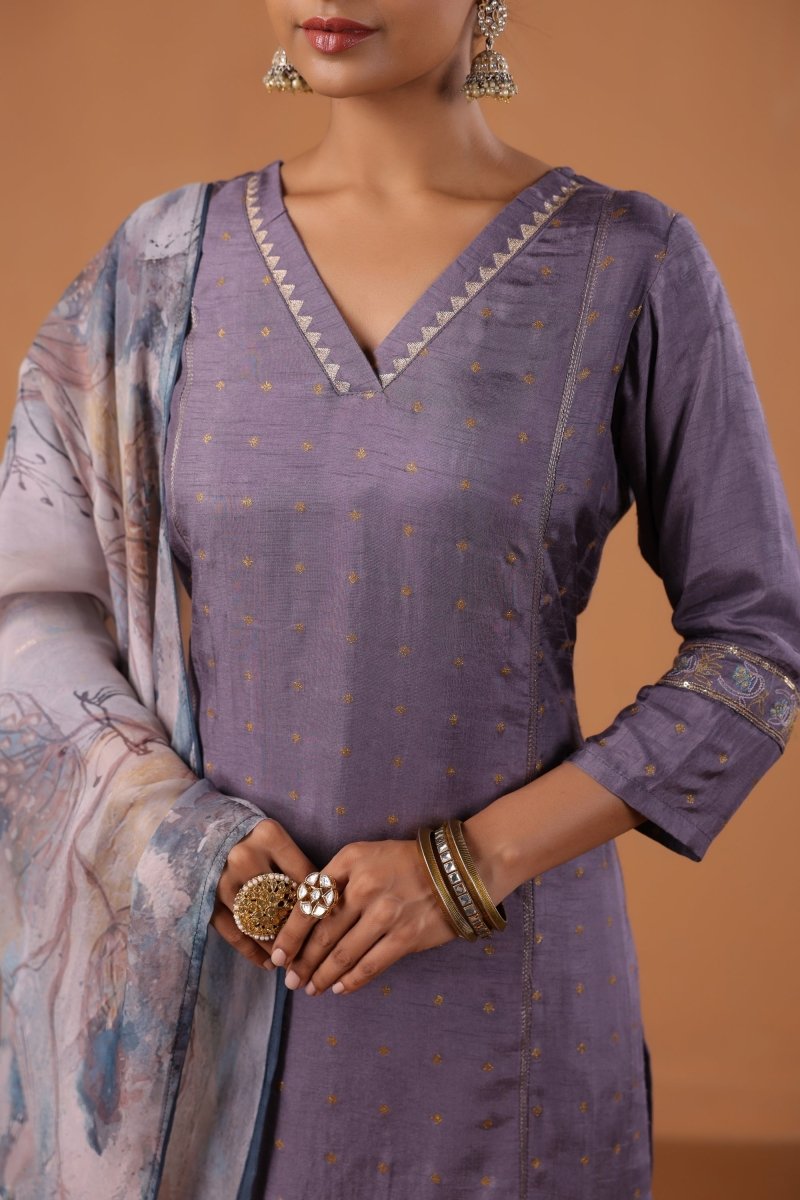 PAYAL Lilac Kurta Suit Set with Intricate Embroidery - Payal