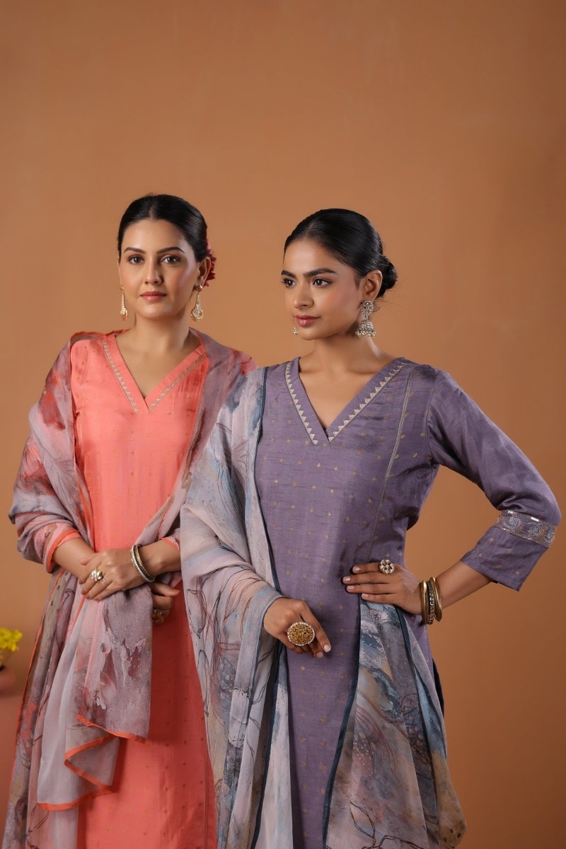 PAYAL Lilac Kurta Suit Set with Intricate Embroidery - Payal