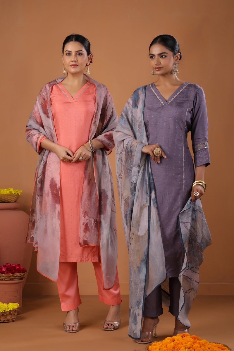 PAYAL Lilac Kurta Suit Set with Intricate Embroidery - Payal