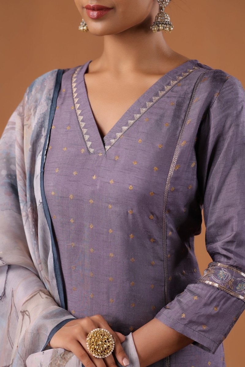 PAYAL Lilac Kurta Suit Set with Intricate Embroidery - Payal