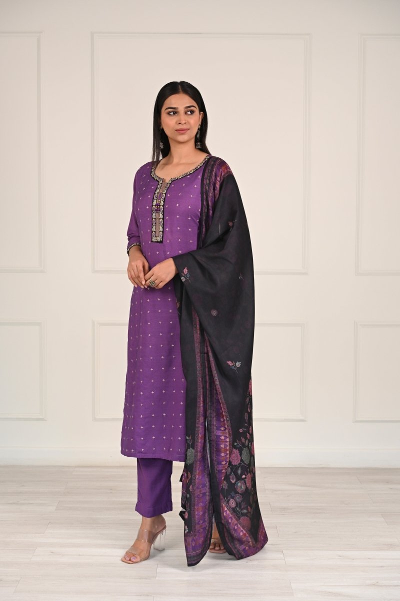 PAYAL Lilac Kurta Suit Set with Intricate Handwork - Payal