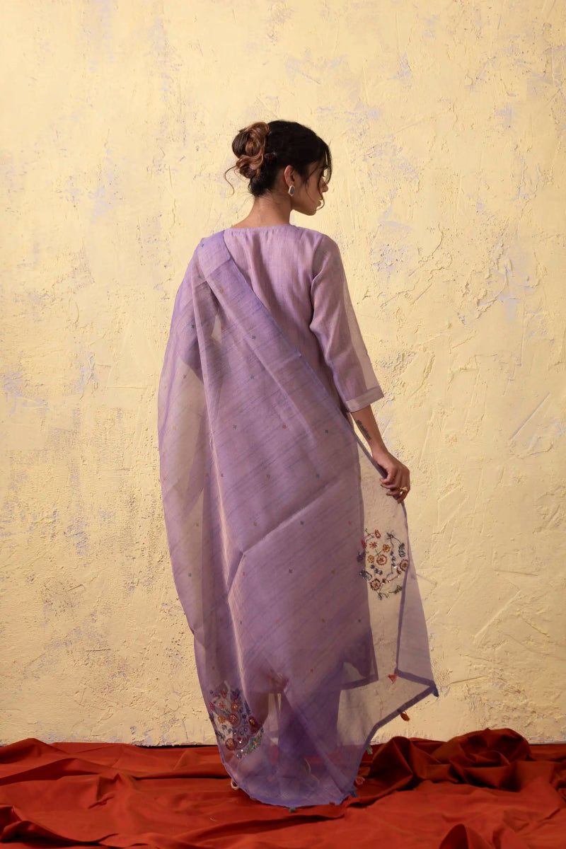 PAYAL Lilac Kurta Suit Set with Khat Work Detailing - Payal