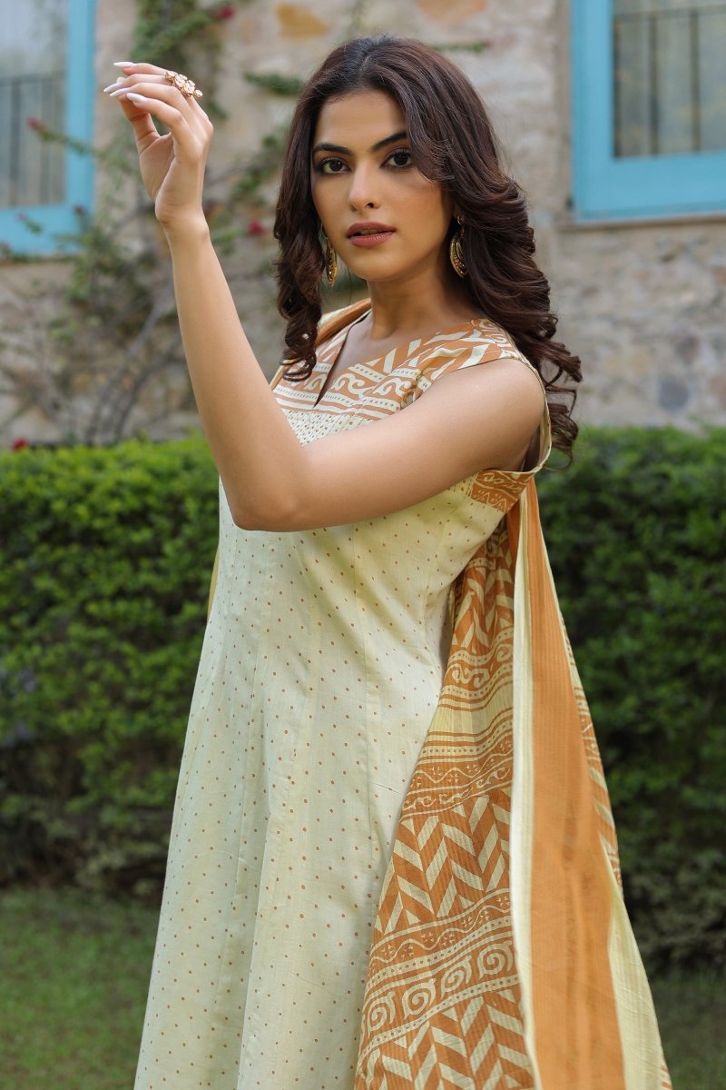 PAYAL Mustard Kurta Suit Set with Soft Cotton Dupatta - Payal