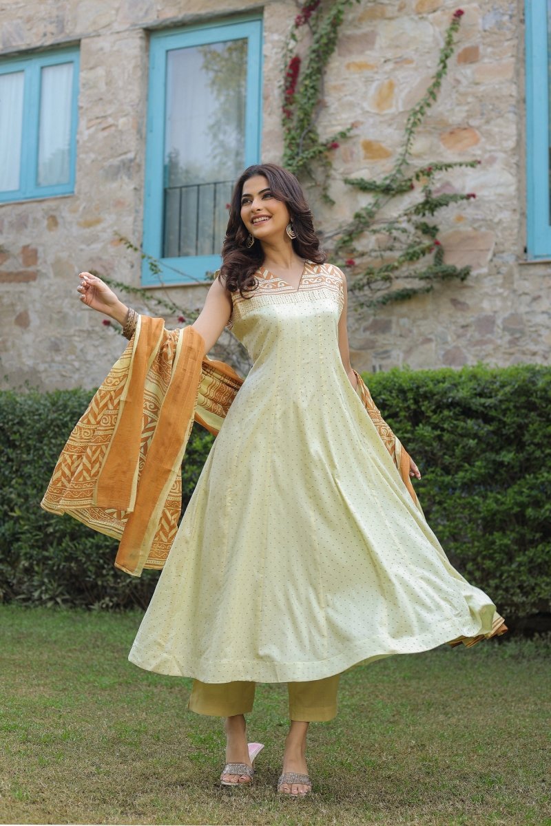 PAYAL Mustard Kurta Suit Set with Soft Cotton Dupatta - Payal