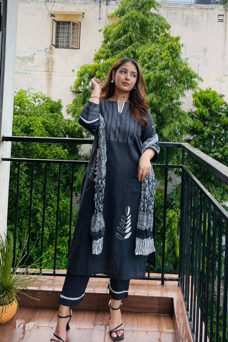 PAYAL Pestel Blue Kurta Suit Set with Petal Embroidery Detailing - Payal