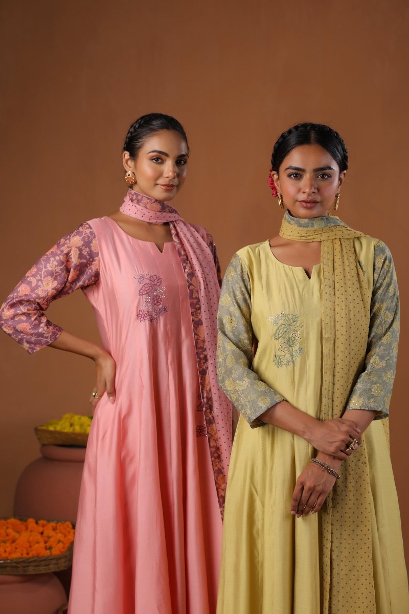 PAYAL Rouge Pink Kalidar Suit Set with Chiffon Dupatta Styling - Payal