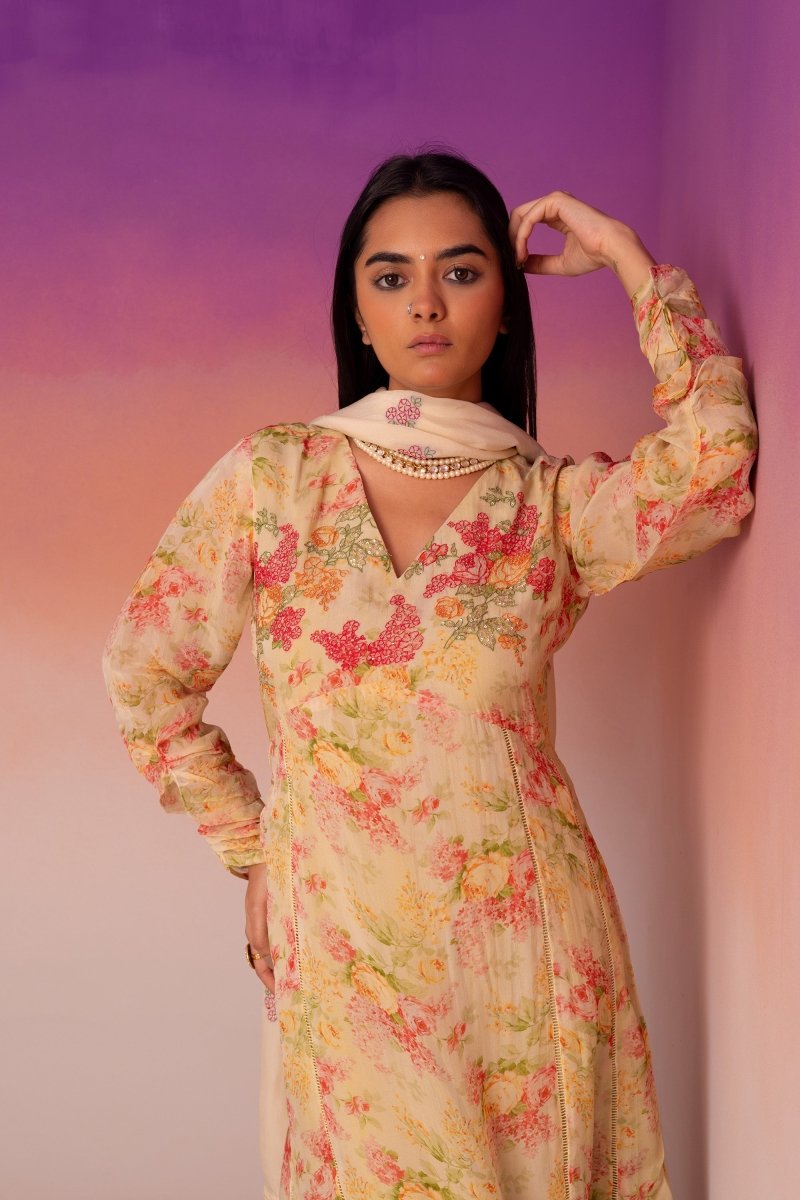 PAYAL Sepia Beige Kurta Suit Set with Delicate Embroidery - Payal