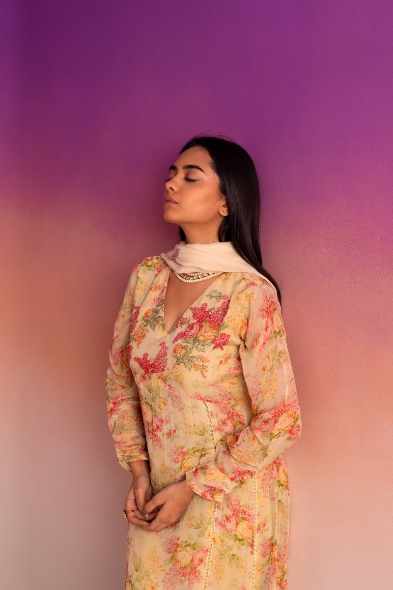 PAYAL Sepia Beige Kurta Suit Set with Delicate Embroidery - Payal