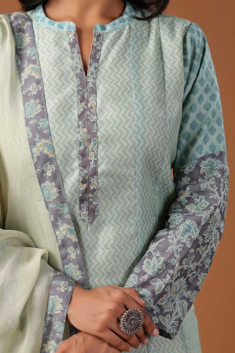 PAYAL Sky Blue Kurta Suit Set with Print Design - Payal