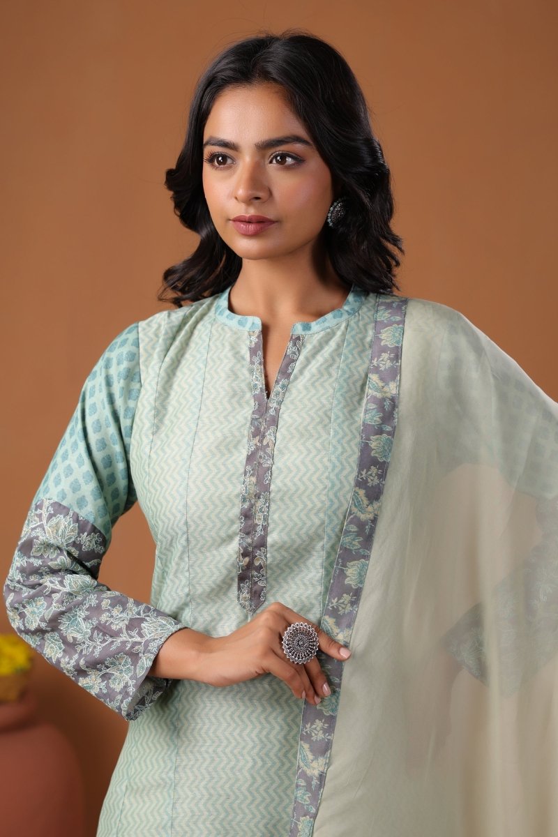 PAYAL Sky Blue Kurta Suit Set with Print Design - Payal