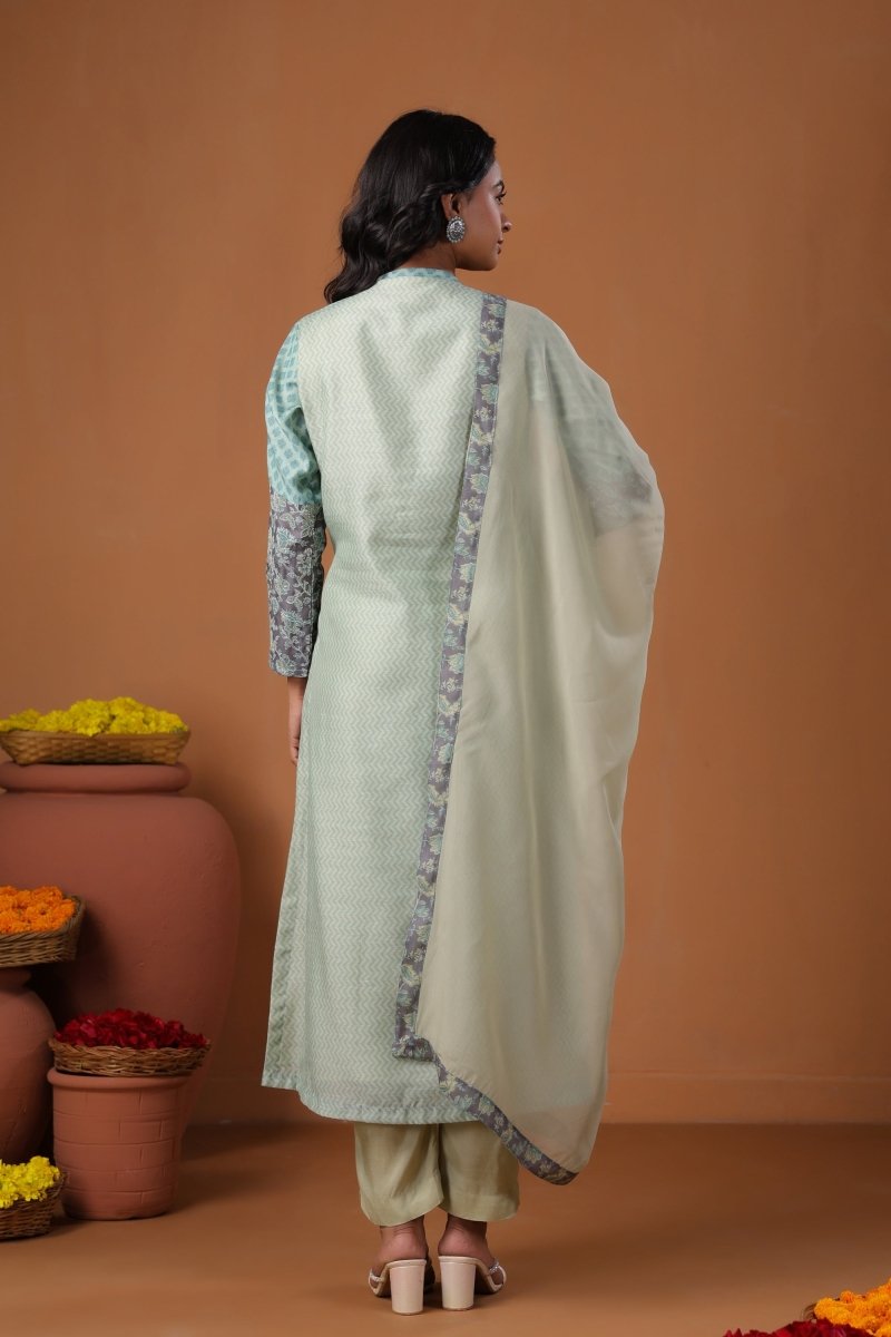 PAYAL Sky Blue Kurta Suit Set with Print Design - Payal