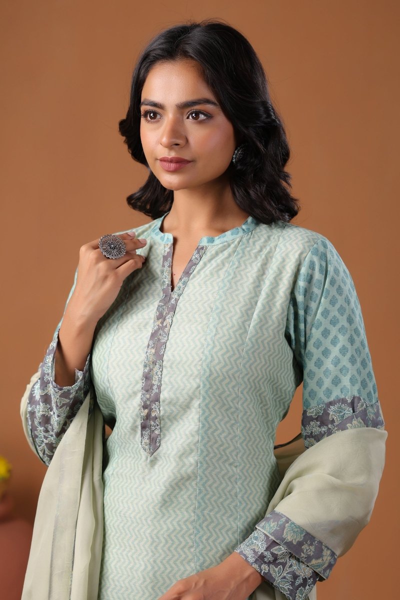 PAYAL Sky Blue Kurta Suit Set with Print Design - Payal