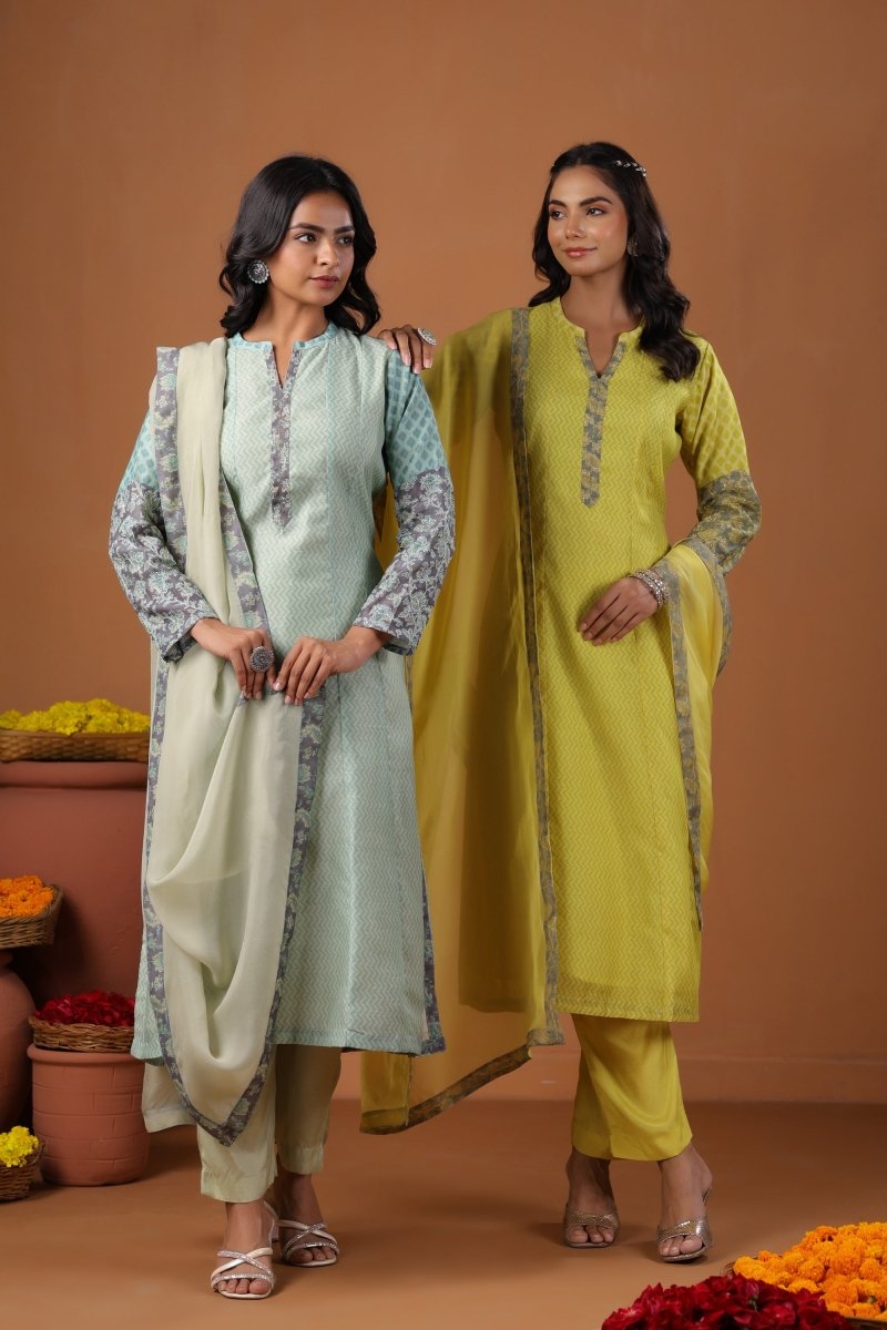 PAYAL Sky Blue Kurta Suit Set with Print Design - Payal
