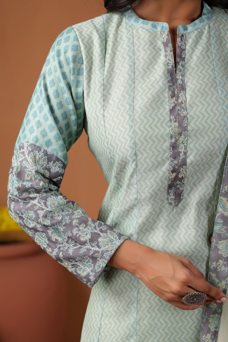 PAYAL Sky Blue Kurta Suit Set with Print Design - Payal